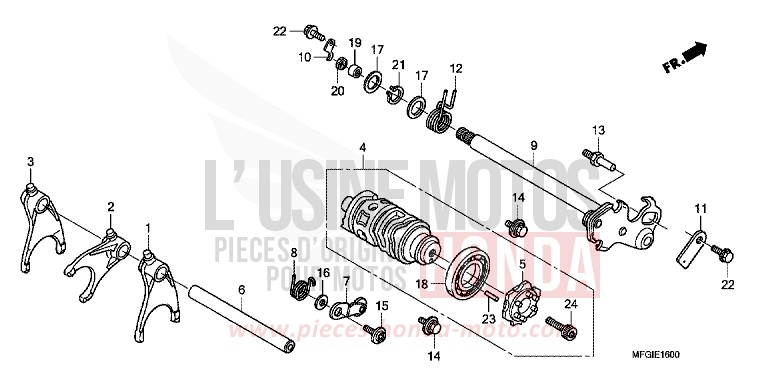 GEARSHIFT DRUM for CB600F Hornet PEARL SIENA RED (R320) from 2010
